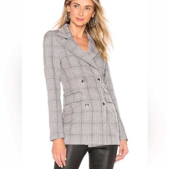 WORN ONCE superdown Constance Blazer in Grey Plaid xs - Picture 5 of 5